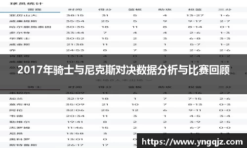 2017年骑士与尼克斯对决数据分析与比赛回顾